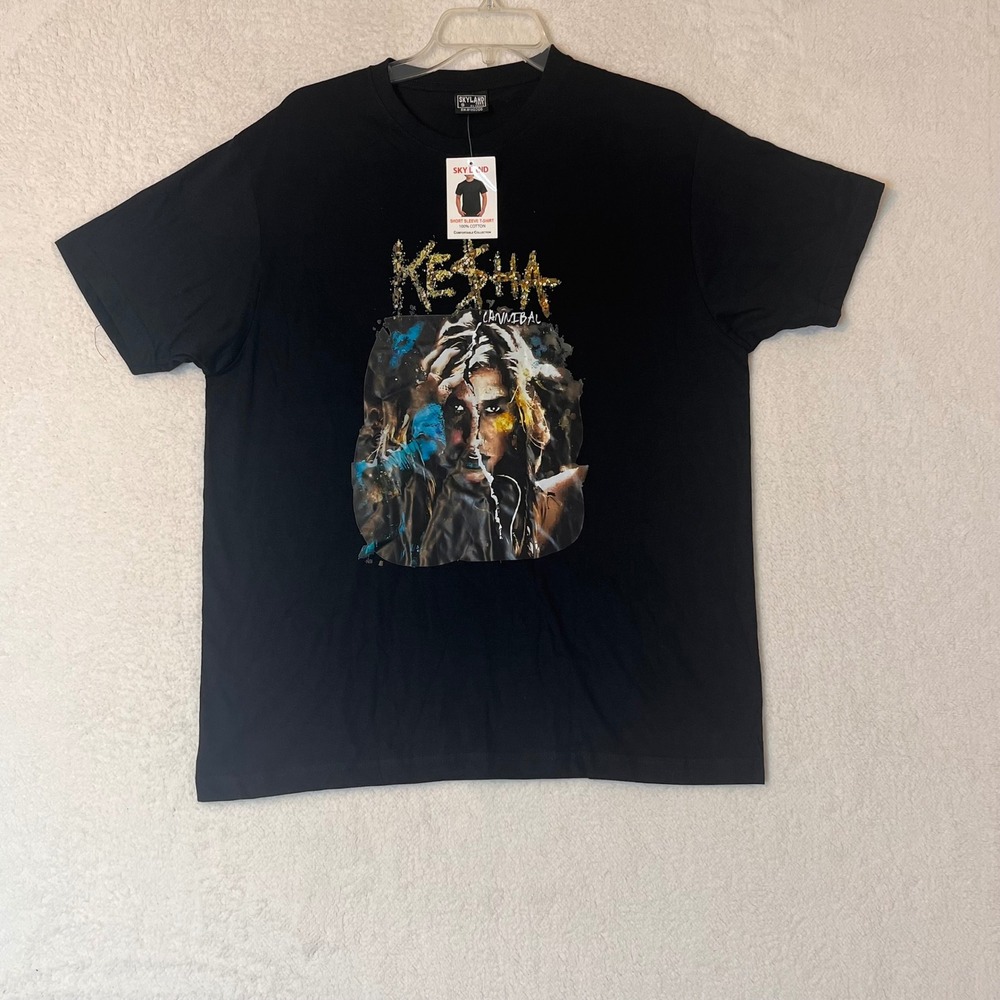 Kesha Cannibal Graphic T-Shirt Skyland Black Cotton Mens Small J53